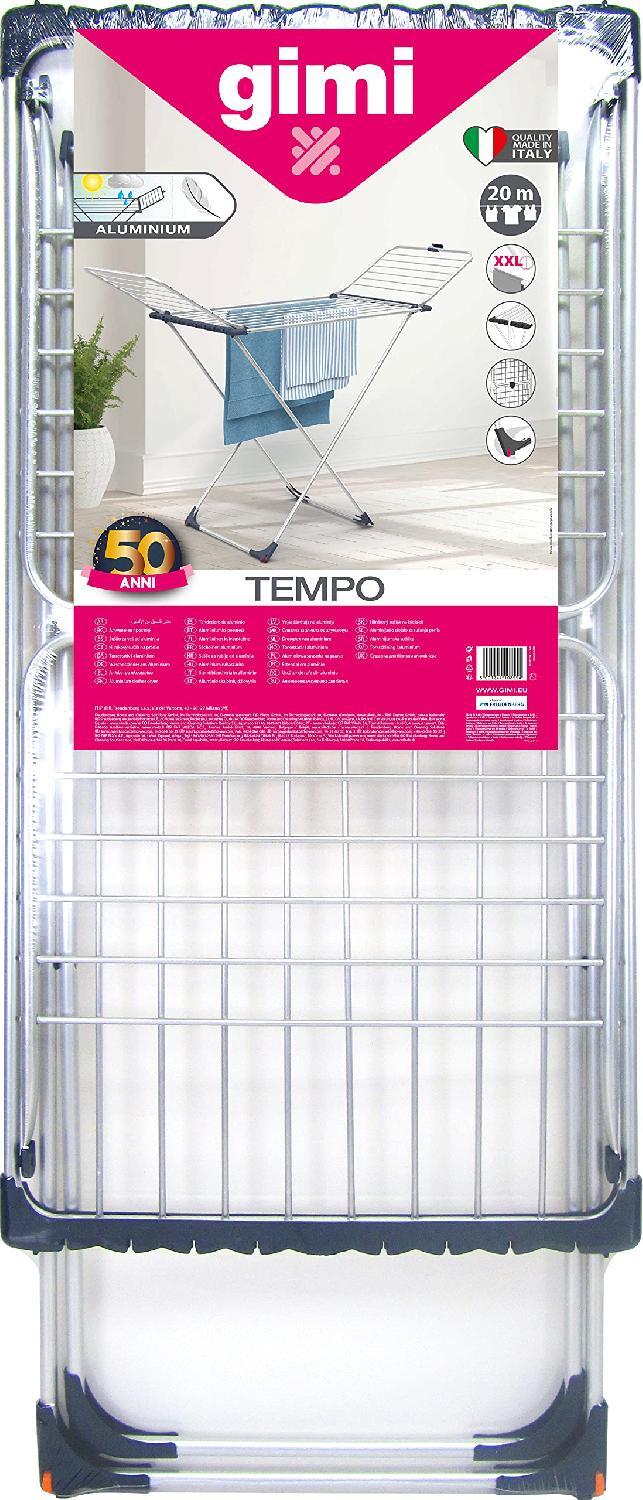 GIMI Stendibiancheria Cavalletto Alluminio mt. 20 con Ruote - Tempo