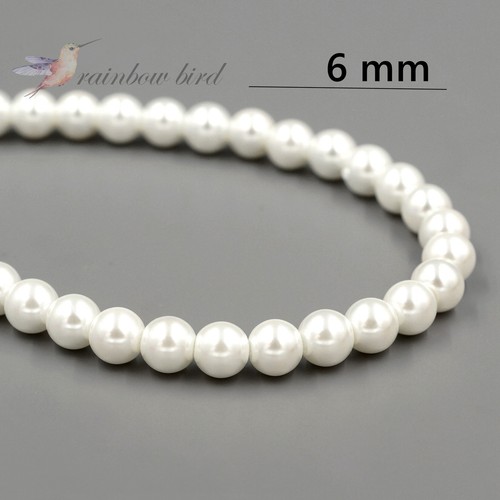 White Czech Glass Pearl Top Quality Round Beads Jewelry Making Loose Beads 6 mm - Picture 4 of 6