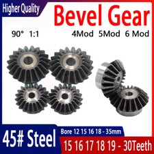 4/5/6 Mod Bevel Gear 15-30 Teeth Transmission Gears Bevel Teeth 90 45 Steel