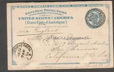 Netherlands 1896 Amsterdam cancel on US Liberty reply postal card- San Francisco