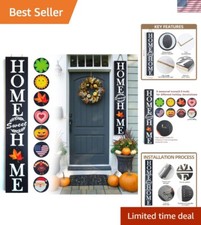 Welcome Sign for Front Door,47inch Black Solid Wood Welcome Sign for Front Po...