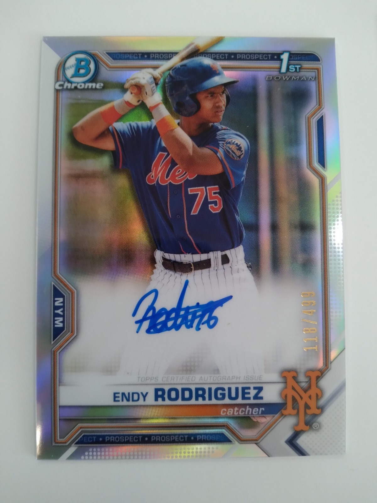 2021 Bowman Chrome Endy Rodriguez Auto Refractor #CPA-ER 118/499