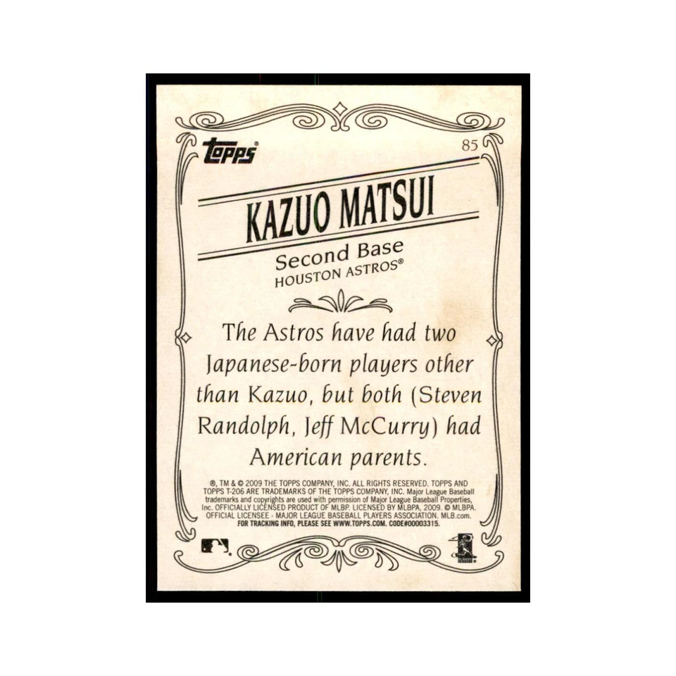 2009 Topps 206 Kazuo Matsui Baseball Cards #85 - Image 2 of 3