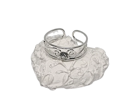 Anello donna in argento 925 da falange con strass bianco centrale anellino per - Immagine 4 di 4