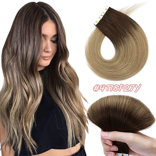 Tape In / On Hair Extensions 100% Remy Echthaar Haarverlängerung Tape-Hair Glatt - Bild 22 von 47