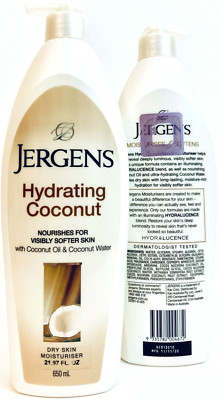 2 Bottles Jergens Hydrating Coconut Oil Dry Skin Moisturizer Lotion 21.97 Oz