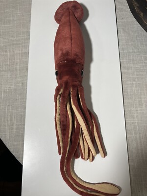 Wild Republic Giant Large Sea Squid Plush Realistic Stuffed Maroon