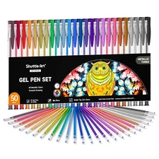 50 Pack Metallic Gel Pens, 25 Metallic Gel Pens Set with 25 Refills