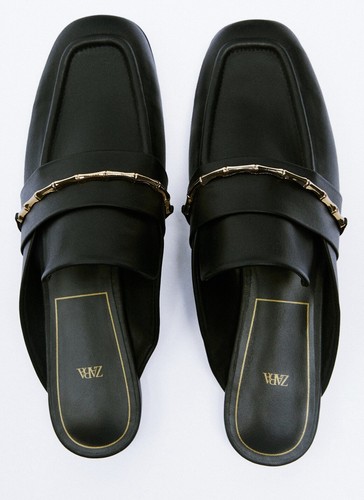 BRAND NEW Zara Exclusive Size 3 Black Mule Loafers | eBay