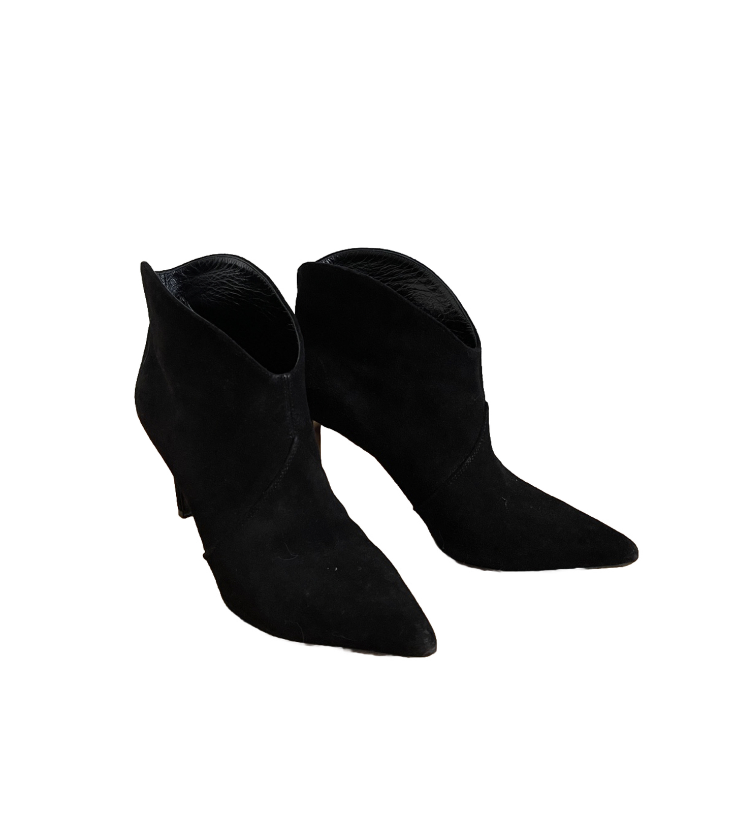 Saint Laurent Paris Saint Laurent Black Suede Pointed Toe Ankle Booties Size 7.5
