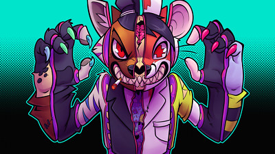 Anime lapfox trax renard cyan background furry anthro Custom Gaming Mat Desk