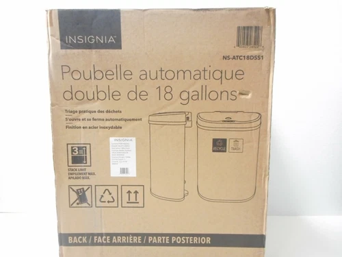 Insignia - 18 Gal. Automatic Trash Can - Stainless steel - NEW