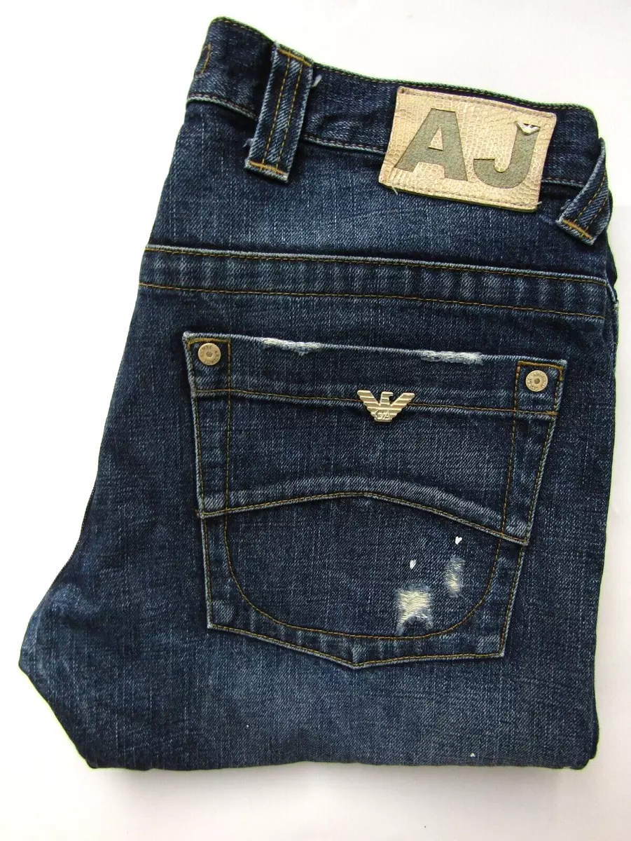 Armani jeans men s regular straight W32 L28 mid blue distressed