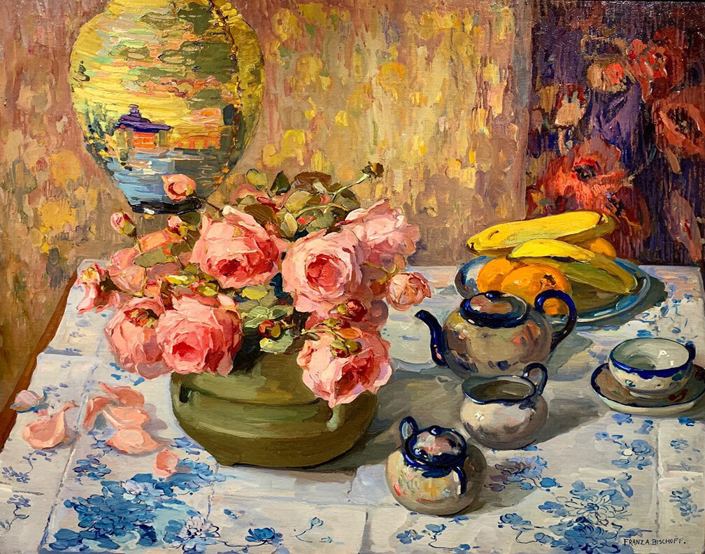 AMERICAN TRANSFERS PICTURES 転写紙 40s50s Franz Bischoff Roses On A Tea Table Canvas Print 16 x 20 | eBay