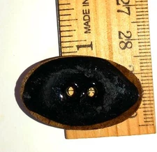 Wood Black Brown Button Painted Oval 2 Hole Flat Vintage Antique