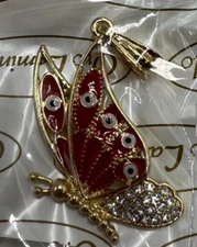 Oro Laminado Crystal Enamal Evil Eye Butterly Pendant Red / Gold / Silver Jewels