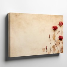 Vintage rose floral canvas wall art neutral background botanical print decor