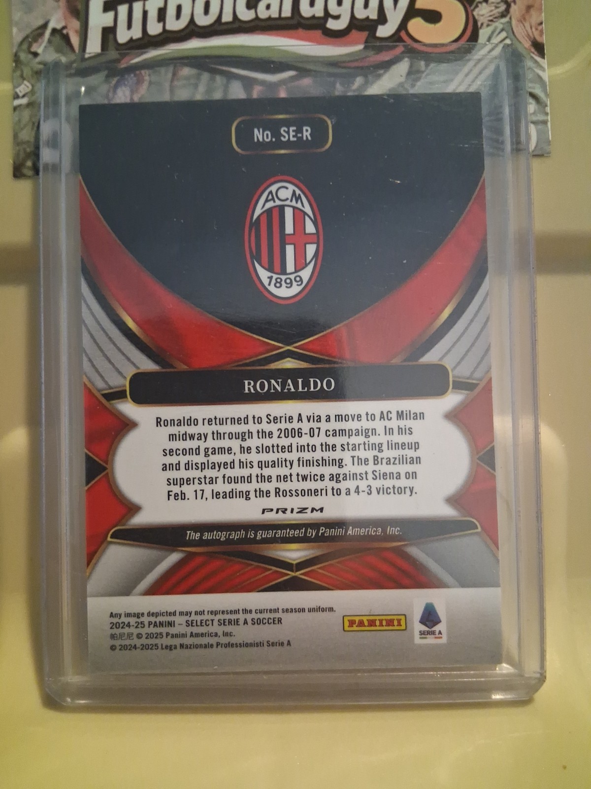 2024-25 Panini Select Serie A Legend AC Milan Ronaldo Auto #SE-R R9 Silver view 6