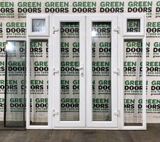 UPVC USED FRENCH DOORS WITH SIDELIGHTS WHITE PVCU PVC EXTERNAL EXTERIOR PREOWNED