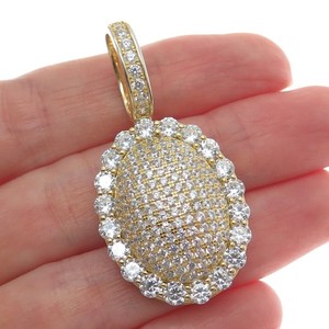 Authentic DESIGNS BY YAGI 925 Sterling Silver Gold Plated Round-Cut Shaped C Z Pendant