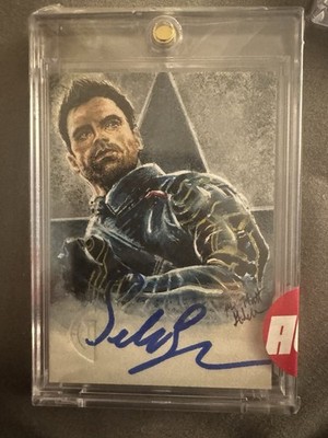 GLEBE Signature Series Sketch Card Sebastian Stan 4/8 Autographed Beckett 