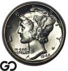 1942-D Mercury Dime Silver 10C Gem BU Full Bands FB Lustrous FSB