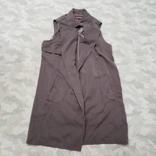 Vigoss Cardigan Womens Small Gray Open Front Pockets Sleeveless