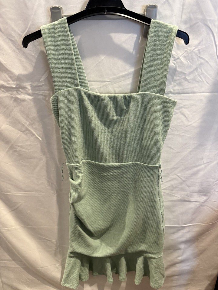 Fresh Soul Womens Green Square Neck Knit Strappy Sleeveless Mini Dress 10