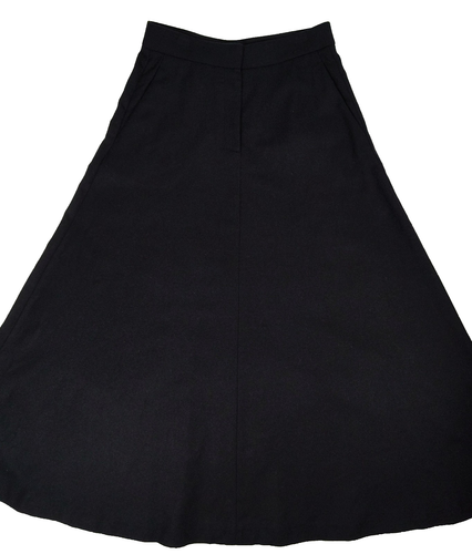 NWT Massimo Dutti Midi Maxi Skirt Womens XS Wool A Line Flare Black Pocket Lined - Picture 4 of 14