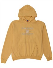 CHAMPION Mens Harvard University Graphic Hoodie Jumper Large Yellow Cotton BH26