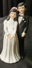 Vintage Geo.Z Lefton Bride and Groom Porelain Figurine Cake Wedding Topper 1987