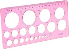 Circle Template for Drawing Pink Ruler Quilling Tool Round Hole Ruler Tool