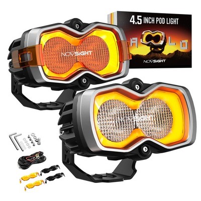 NOVSIGHT HALO Pro Series 4.5'' LED Flood Lights Work Pods Offroad Driving UTV 2x