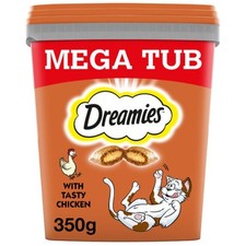 350g Dreamies Adult Cat Treats Mega Tubs Chicken Cat Biscuits