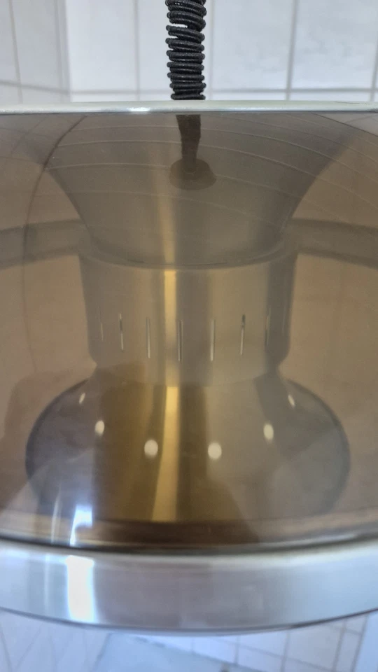 Space Age Mid Century Pendelleuchte Lampe Decke 70er Acryl Braun Getönt Ufo - Bild 3 von 4