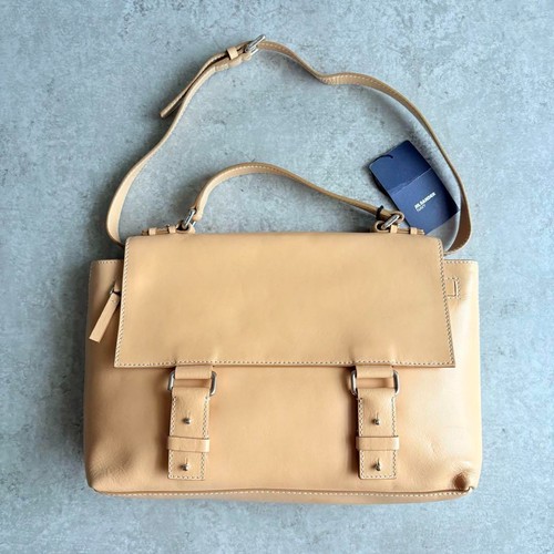 Borsa messenger JIL SANDER NAVY in pelle borsa a tracolla 2 vie beige usata Giappone