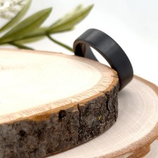 7mm Black Tungsten Christmas Gifts Ring Matte Surface  Polished Edges Men Band