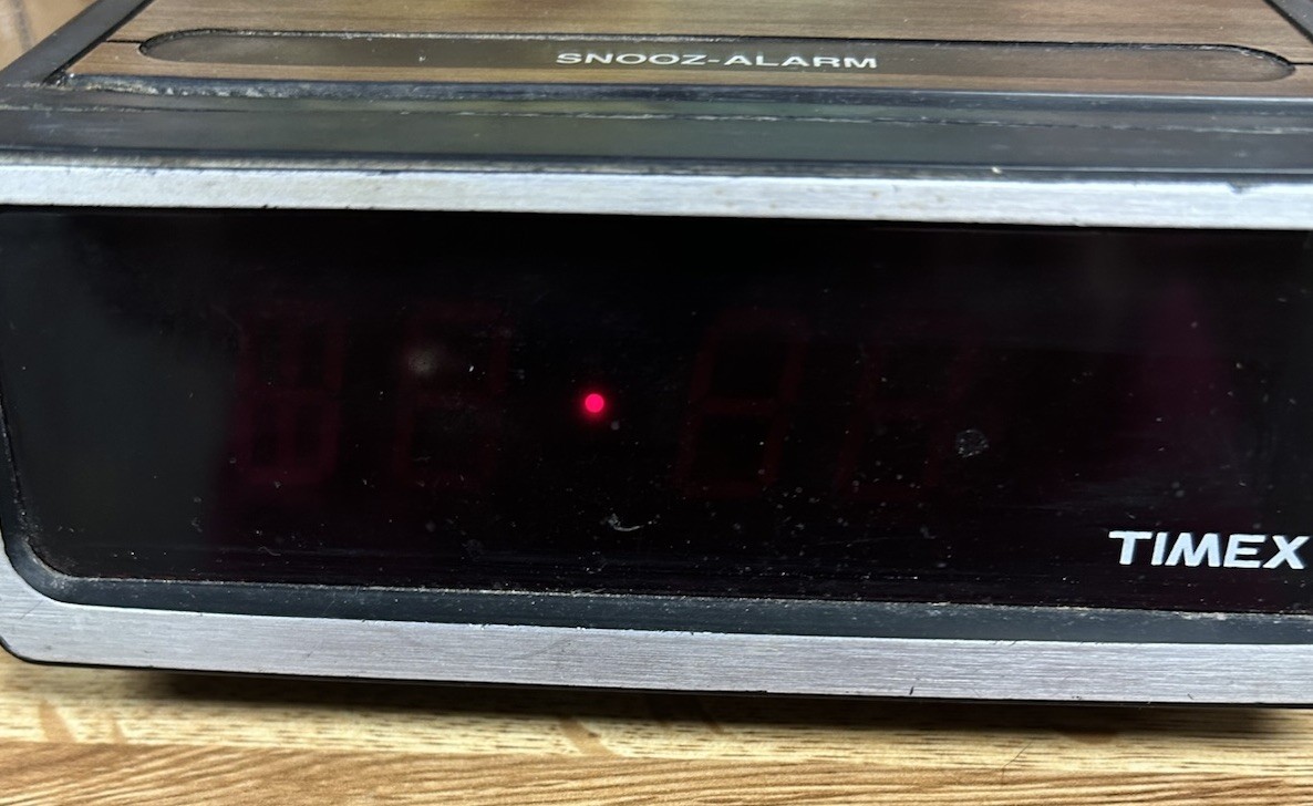 Timex 5201-503 Digital Alarm Clock Red LED Vintage Woodgrain Desk
