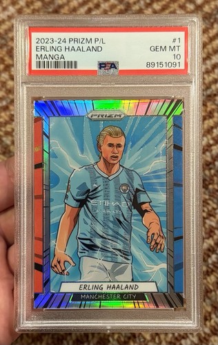 2023-24 PANINI PRIZM P/L SOCCER #1 ERLING HAALAND MANGA SP PSA 10 GEM MINT