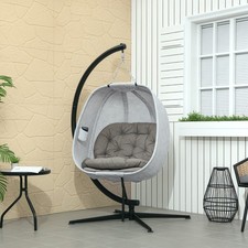Garden Egg Chair with Folding Basket, Outdoor Indoor Hanging Swing Chair