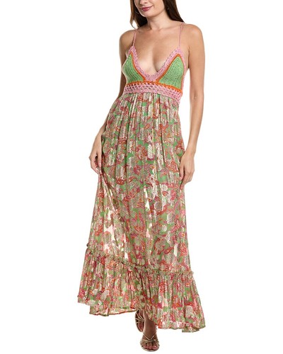 Miss June Crochet Bodice Maxi Dress Women's Green