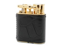 Accendino Dunhill Unique Turbo Coccodrillo Nero - Placcato Oro