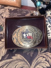TEXAS SESQUICENTENNIAL 1836-1986 BELT BUCKLE  POLISHED BRASS UNUSED