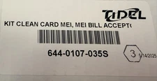 TIDEL 644-0107-035 CLEANING CARD FOR MEI BILL ACCEPTORS.. Sold By Each