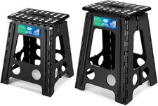 16 Inch and 17.5 Inch Folding Step Stool 400Lbs Capacity Sturdy Plastic