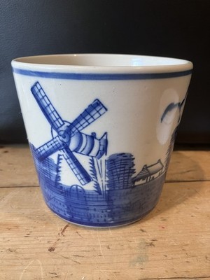 Blau Weiß Delfter Stil Windmühle Übertopf Topf, Holländische Landschaft Keramik