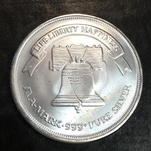 1oz Silver Bullion FROSTY A-MARK BELL & EAGLE style WE COMBINE SHIP #R837
