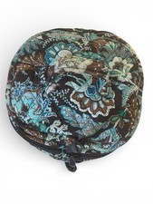 Vera Bradley Quilted Fabric Vintage make up bag Floral Brown Blue