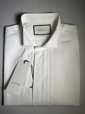 NWT Gucci White Tuxedo Dress Shirt Size 16.5/42 Gucci Cufflinks Included