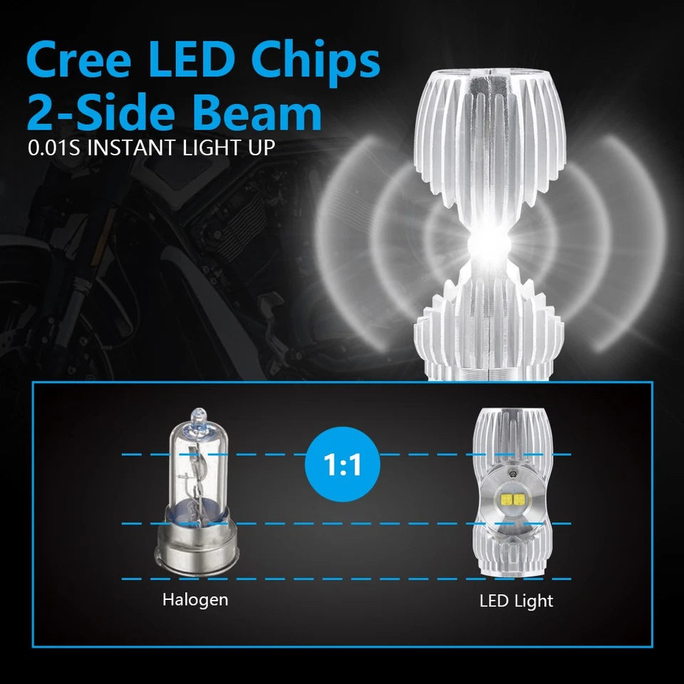 Bombillas de faros LED S2 BA20D 6000K para KTM 200 300 EXC 1998-2005 blanco brillante Foto 4 de 4